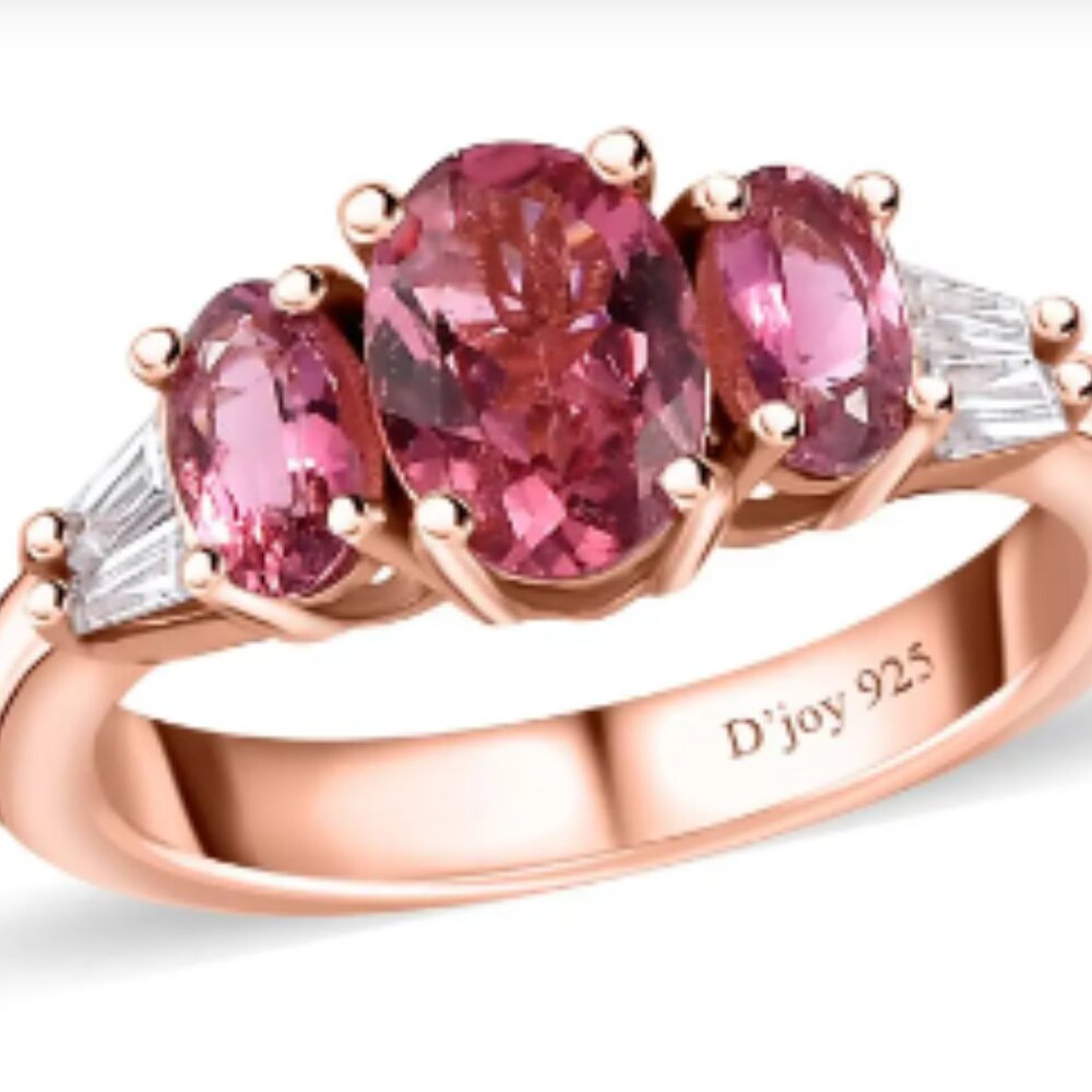 Beautiful Morro Redondo Pink Tourmaline and White Zircon Ring